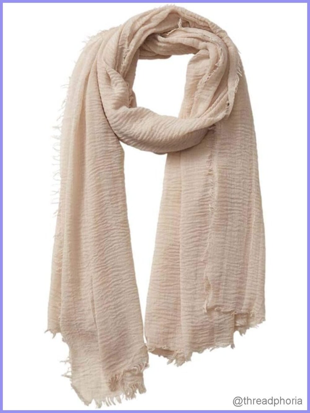 Cotton Blend Crinkle Vintage Soft Scarf with Fringed Edges Lightweight Shawl